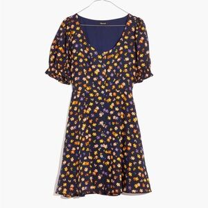 Madewell Yellow and Orange Puff Sleeve Sundress